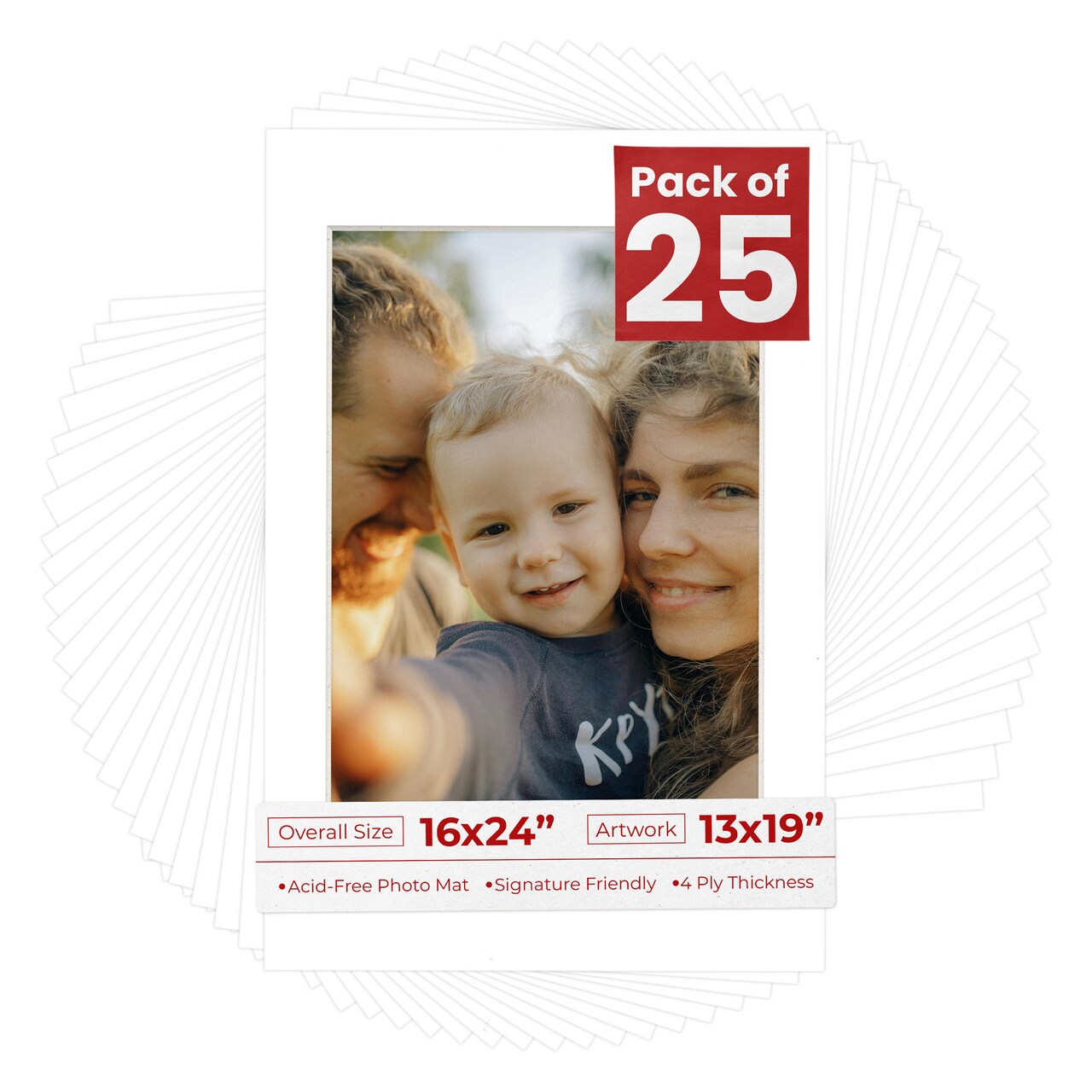 Textured White Mat Board for 16x24 Frames - Fits 13x19 Photos